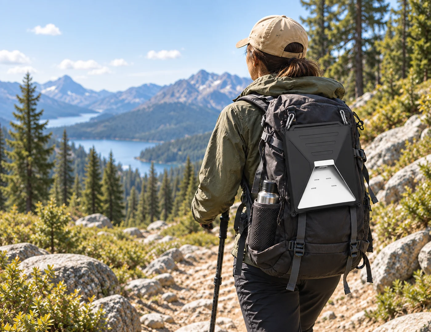 Oxlion All-Weather Armor Case & Cables - Mountain Expedition Hiking Scene